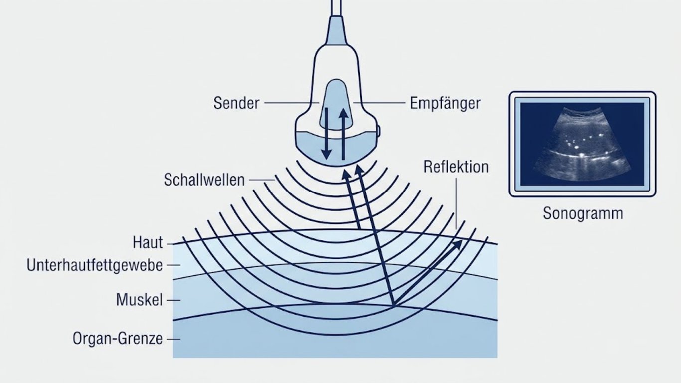 Schallausbreitung bei der Sonographie — Echoprinzip visualisiert