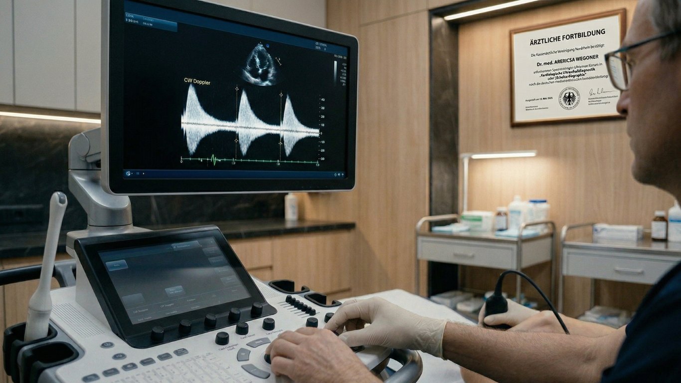 CW-Doppler Ultraschall — Spektralkurve bei Aortenstenose